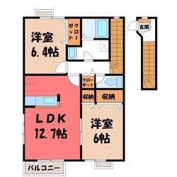 西川田駅 徒歩24分 2階の物件間取画像